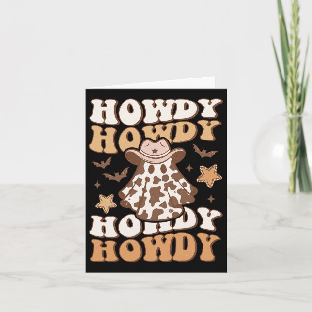 Tarjeta Howdy Ghost Cowboy Gorra Ts Rodeo Western Hallowee (Anverso)