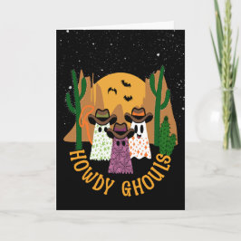 Tarjeta Howdy Ghouls Halloween Ghost Cowboy