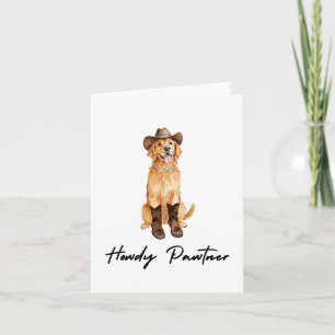Tarjeta Howdy Pawtner Golden Retriever Watercolor
