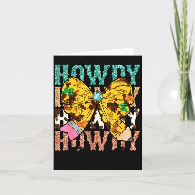 Tarjeta Howdy Pre-k 1st Grade Teacher Western Cowboy Cowgi (Anverso)