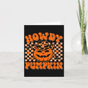 Tarjeta Howdy Pumpkin Groovy Western Halloween Vintage Rod