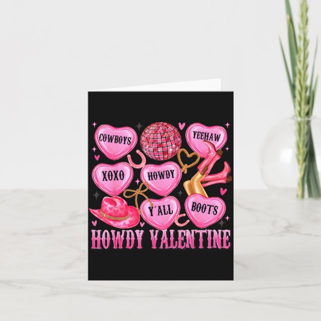 Tarjeta Howdy Valentine Western Cowgirl Hearts Candy Women (Anverso)