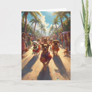 Tarjeta Howl-O-Ween en la costa - Desfile de perros coster