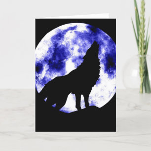 Tarjeta Howling Wolf en la luna