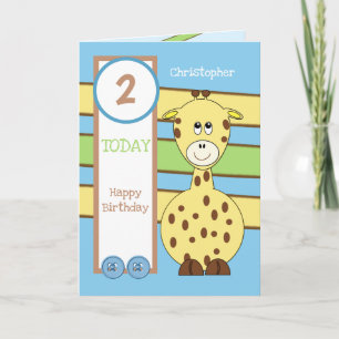 Tarjeta Hoy de 2 años cualquier niño de la edad girafa Cum