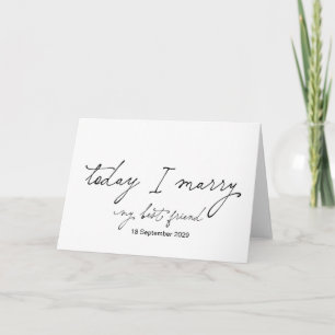 Tarjeta Hoy te caso contigo Novia Novio Día de la Boda