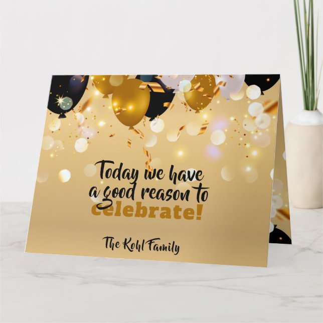 Tarjeta Hoy Tenemos Una Buena Razón Para Celebrar La Moder (Anverso)