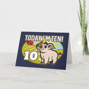 Tarjeta ¡Hoy tengo diez años! Cerdo cúbico