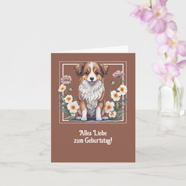 Tarjeta Hübscher Collie umringt von Blumen -  (Orquídea)