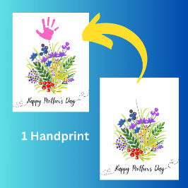 Tarjeta Huella 1 floral personalizada del Día de la Madre