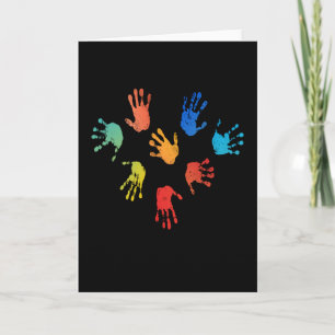 Tarjeta Huella de huellas dactilares de niños de pintura a