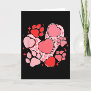 Tarjeta Huella de pata de perro con corazón rojo para el d