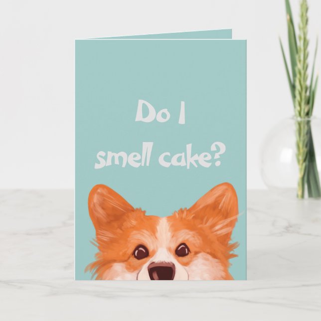 Tarjeta ¿Huelo Cake Cute Corgi? (Anverso)