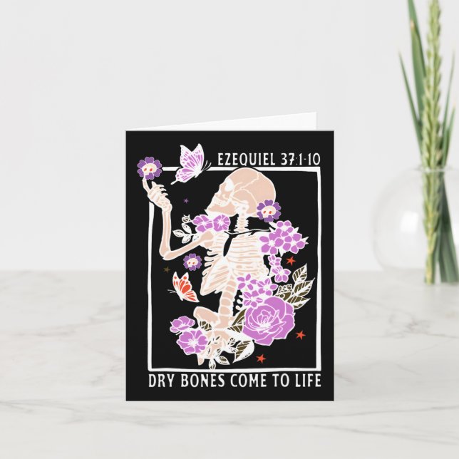 Tarjeta Huesos Secos Vienen a la Vida Versículo Bíblico Cr (Anverso)