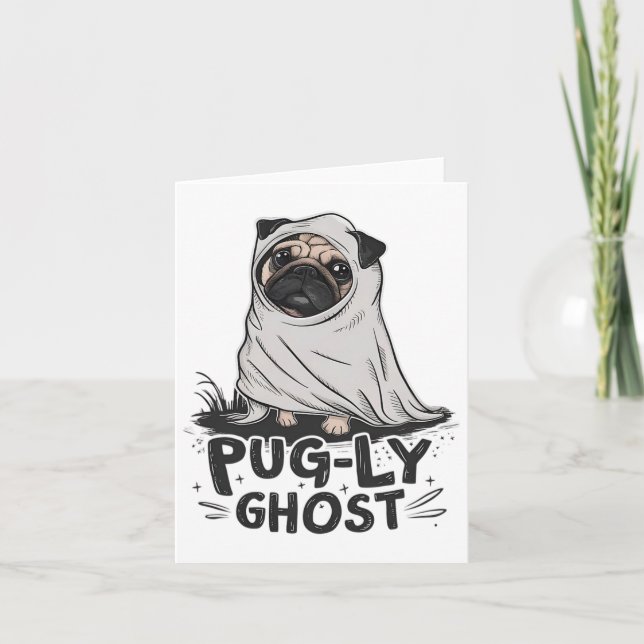Tarjeta Huéspedes De Halloween Son Propietarios De Pug, Fa (Anverso)