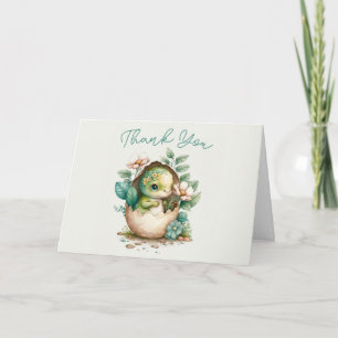 Tarjeta Huevo de Dinosaurio Floral Baby Shower Acuarela TY