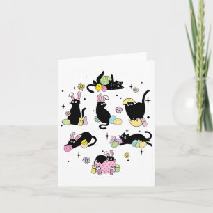 Tarjeta Huevo de gato negro de Pascua divertido en el día 
