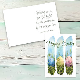 Tarjeta Huevo de Pascua con Pinceladas de Acuarela