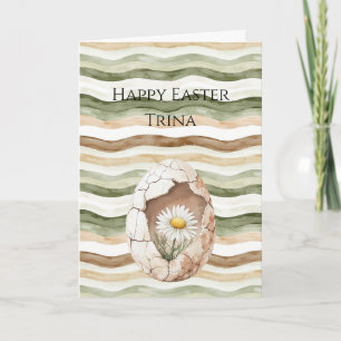 Tarjeta Huevo de Pascua de Flor de Margarita Blanca Marrón