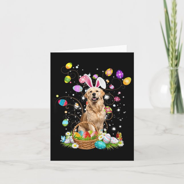 Tarjeta Huevo de Pascua de Huevo de Cute Dog Golden Retrie (Anverso)