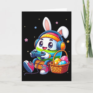 Tarjeta Huevo de Pascua divertido jugando videojuego para 