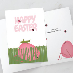 Tarjeta Huevo de Pascua Feliz en Escondite Escena de Pri