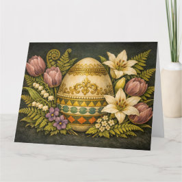 Tarjeta Huevo de Pascua Floral Ornamentado