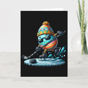 Tarjeta Huevo de Pascua que muestra habilidades de hockey