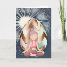 Tarjeta Huevo de Pascua Sunshine, Chica de yoga feliz cump
