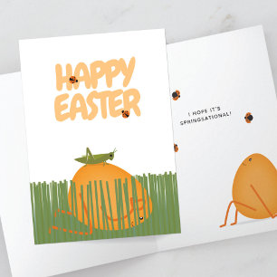 Tarjeta Huevo Feliz de Pascua Oculto Escena de Primavera