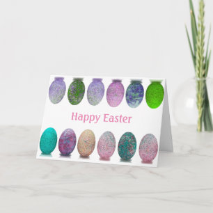 Tarjeta Huevos Brillantes Feliz Pascua