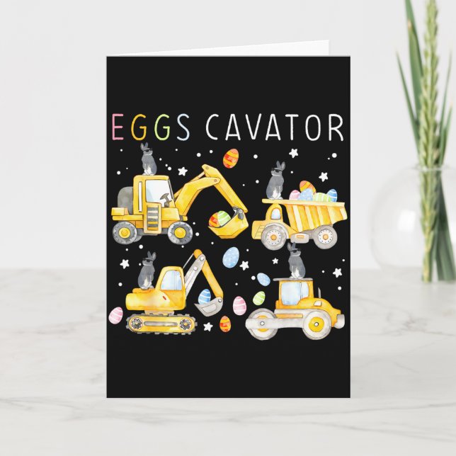 Tarjeta Huevos Cavator Vehículo de Construcción Bunny Feli (Anverso)