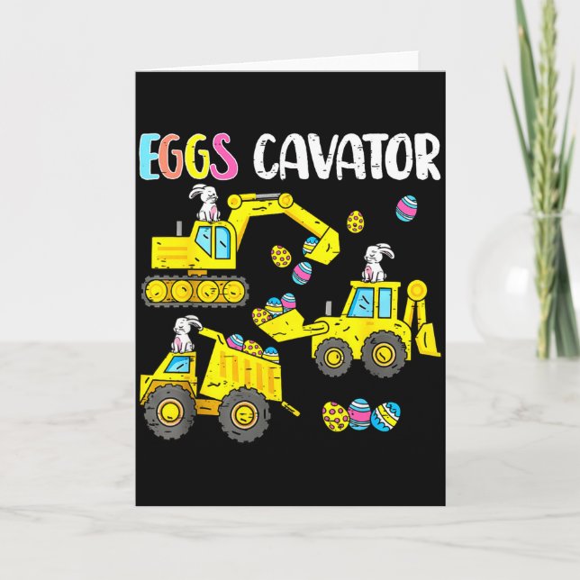 Tarjeta Huevos Cavator Vehículo de Construcción Conejito F (Anverso)