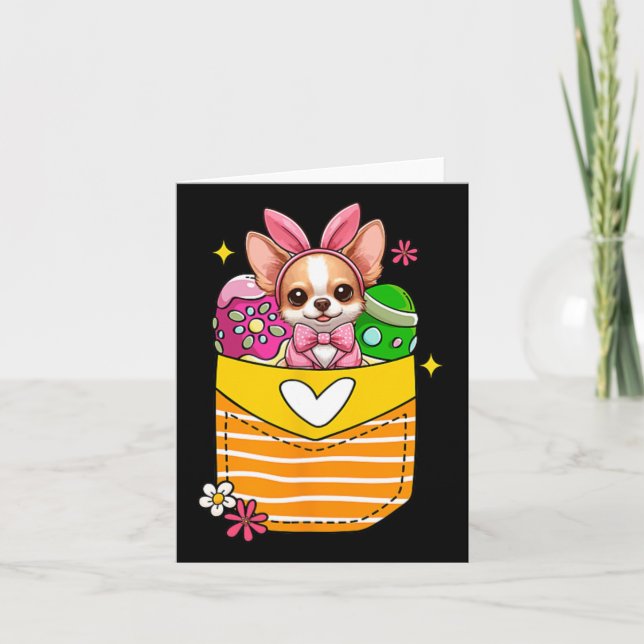 Tarjeta Huevos de chocolate Bunny Chihuahua Easter dentro  (Anverso)
