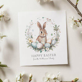 Tarjeta Huevos de conejo lindo Garland Wreath Semana Santa