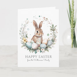 Tarjeta Huevos de conejo lindo Garland Wreath Semana Santa