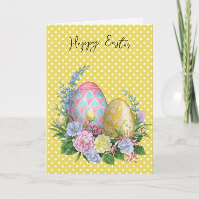 Tarjeta Huevos De Pascua Con Puntos De Polka (Anverso)