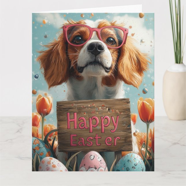 Tarjeta Huevos de Pascua de Basset Hound  (Anverso)