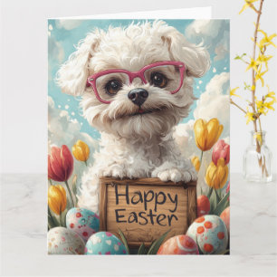 Tarjeta Huevos de Pascua de Bichon Frise