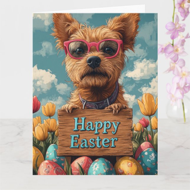 Tarjeta Huevos de Pascua de Border Terrier (Orquídea)
