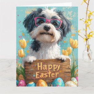 Tarjeta Huevos de Pascua de Collie Barbudo
