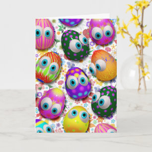 Tarjeta Huevos de Pascua de dibujos animados lindos y dive