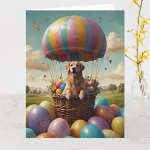 Tarjeta Huevos de Pascua de Golden Retriever