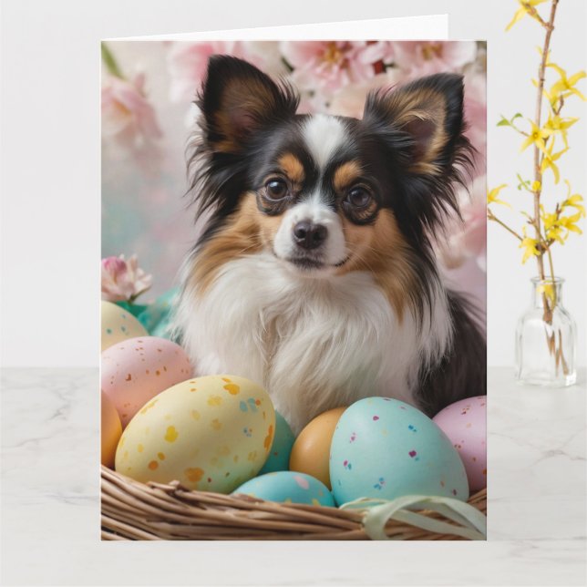 Tarjeta Huevos de Pascua de Papillon (flor amarilla)