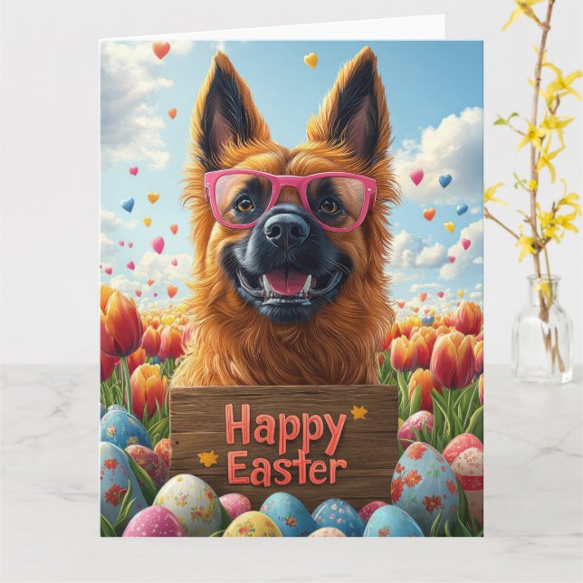 Tarjeta Huevos de Pascua de Tervuren de Bélgica (flor amarilla)