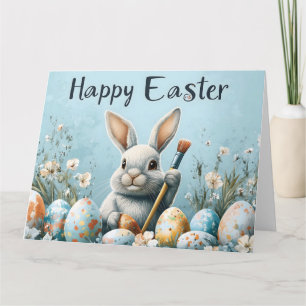 Tarjeta Huevos de pintura de conejitos de Pascua: Arte de