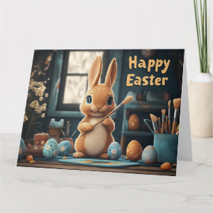 Tarjeta Huevos de pintura de conejitos de Pascua: Arte de