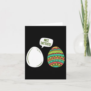 Tarjeta Huevos Divertidos Bonitos Tatoos Día de Pascua Pin