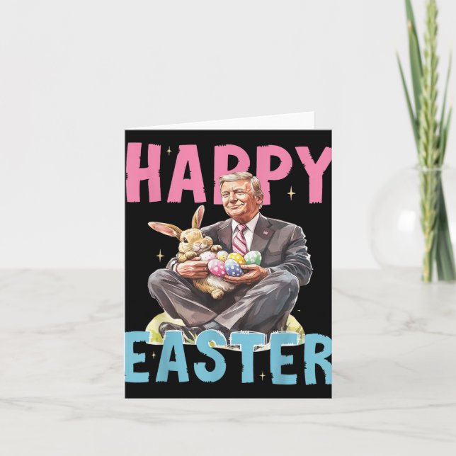 Tarjeta Huevos Divertidos Conejo Pascua Trump Feliz Pascua (Anverso)
