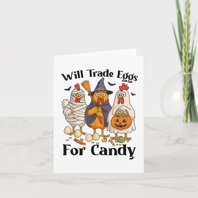 Tarjeta Huevos divertidos de Halloween para el comercio de (Anverso)